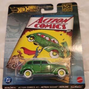 Hot Wheels Action Comics Green Sedan Toy Car